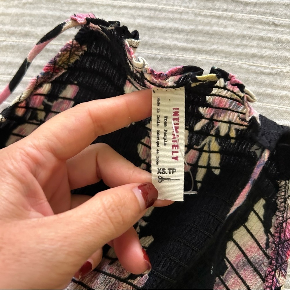 Free People Garden Party Maxi Dress Black Pink Floral xs - Picture 10 of 13